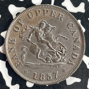 1857 Upper Canada 1/2 Penny Half Penny Token Lot#T8424 Nice!