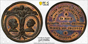 1878 Netherlands Prince Henry & Elisabeth Marriage Medal PCGS MS64BN Lot#G081