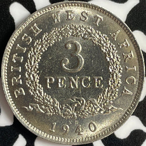 1940-KN British West Africa 3 Pence Threepence Lot#D9709 High Grade! Beautiful!