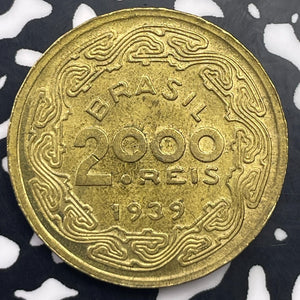 1939 Brazil 2000 Reis Lot#C0970 High Grade! Beautiful!
