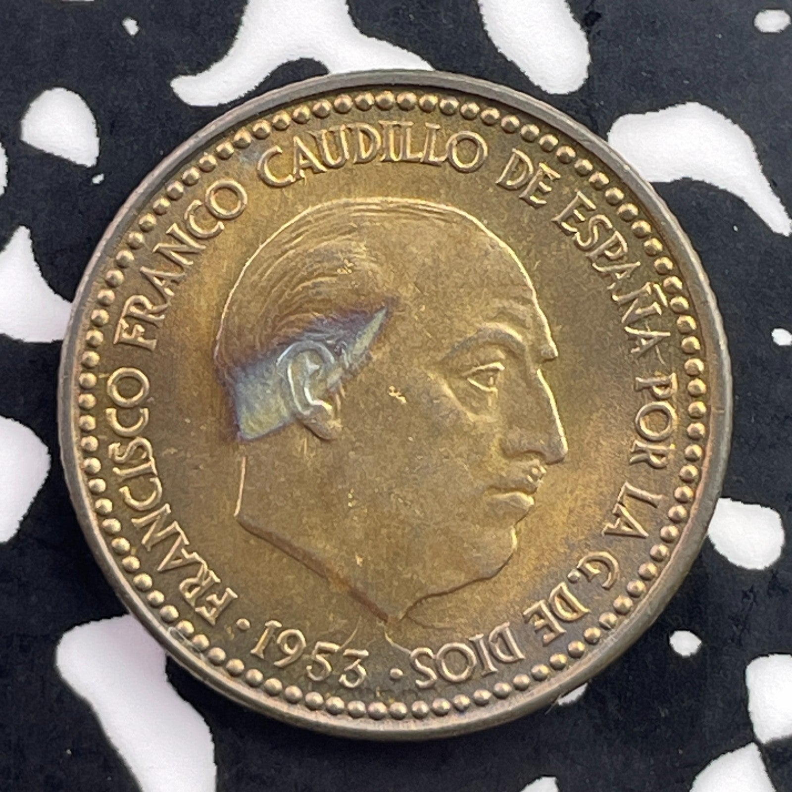 1953(56) Spain 1 Peseta Lot#C5642 High Grade! Beautiful!