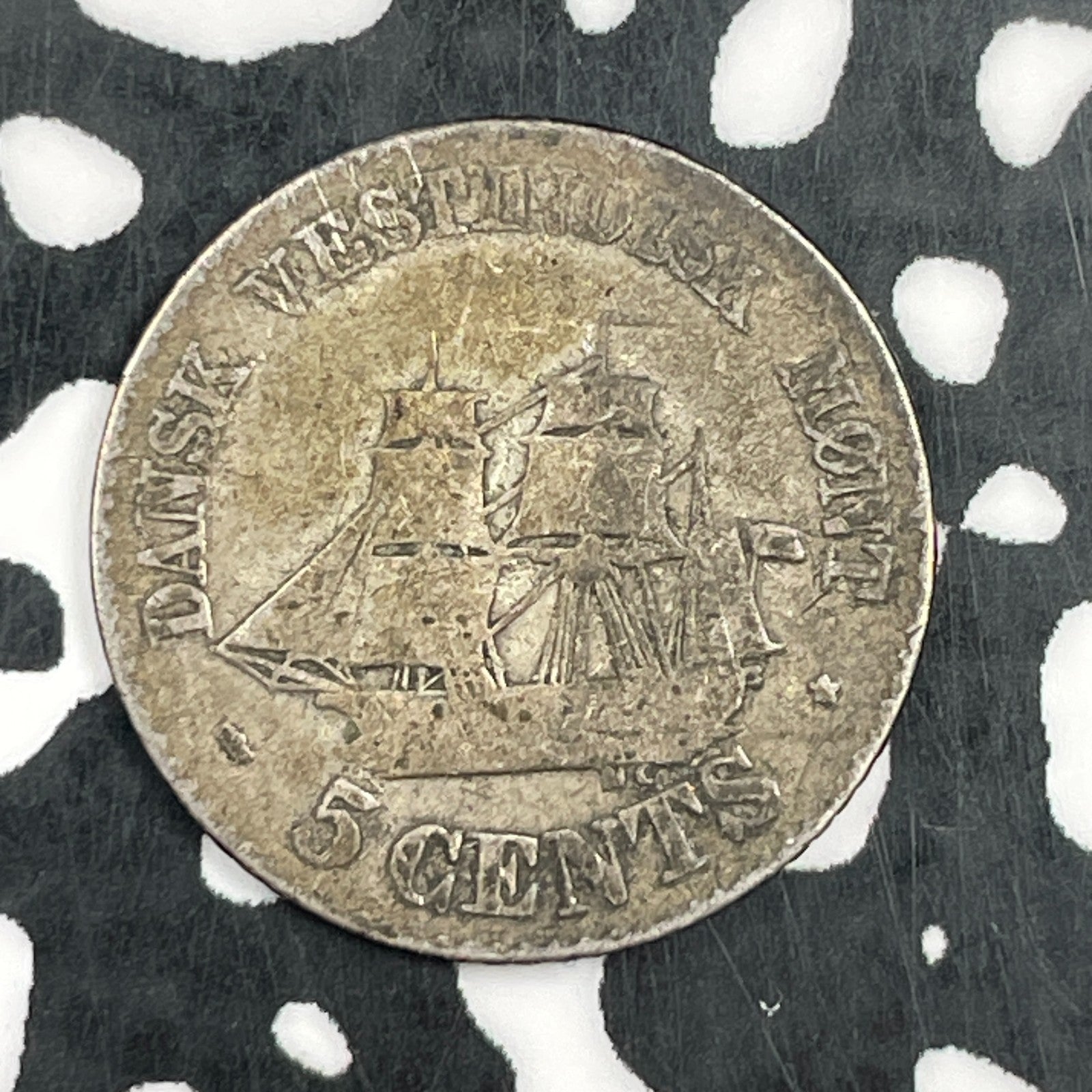 1859 Danish West Indies 5 Cents Lot#F6890 Silver!