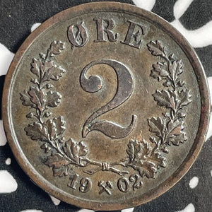 1902 Norway 2 Ore Lot#D8992 Nice!