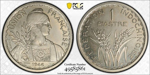 1946 French Indo-China Essai 1 Piastre Pattern PCGS SP64 Lot#G7577 Lec-315