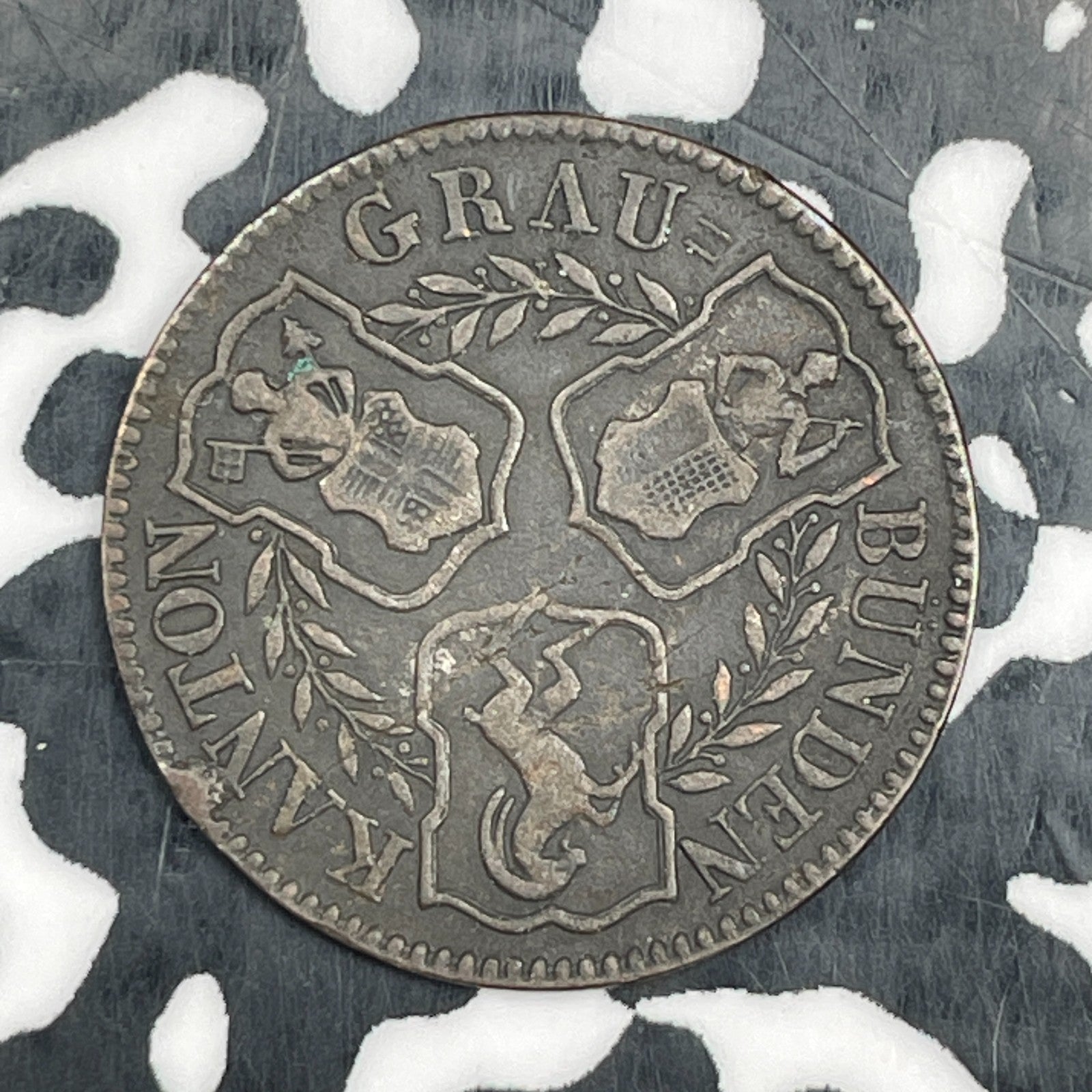 1842 Switzerland Graubunden 1/2 Batzen Lot#N3324 Scarce!