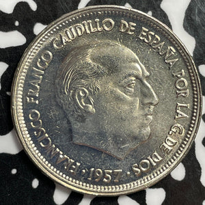 1957 (69) Spain 25 Pesetas Lot#E3850 High Grade! Beautiful!