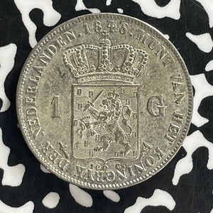 1848 Netherlands 1 Gulden Lot#JM0076 Silver! High Grade! Beautiful!