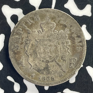 1868 France 1 Franc Lot#T8757 Silver!