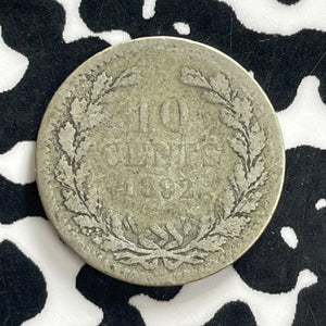1892 Netherlands 10 Cents Lot#C1265 Silver!
