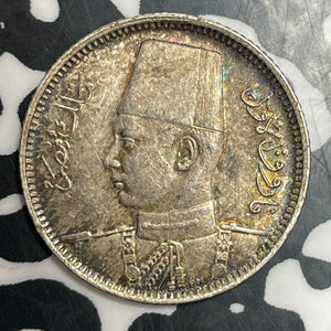(1937) Egypt 2 Piastres Lot#T3461 Silver! High Grade! Beautiful!