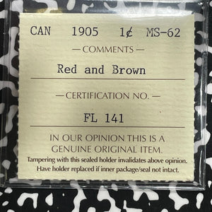 1905 Canada Large Cent ICCS MS62RB Lot#OV1592 Nice UNC!