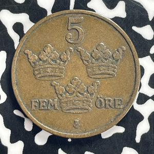 1909 Sweden 5 Ore Lot#T9178
