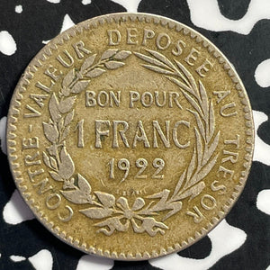 1922 Martinique 1 Franc Lot#E9967 Scarce!