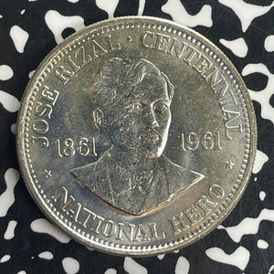 1961 Philippines 1 Peso Lot#T8479 Large Silver Coin! High Grade! Beautiful!