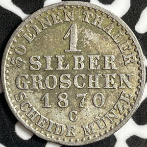 1870-C Germany Prussia 1 Groschen Lot#D8855 Silver! Nice!