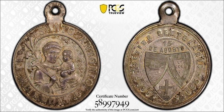 1895 Portugal St. Anthony 700th Anniversary Medal PCGS MS63 Lot#G4077 Silver!