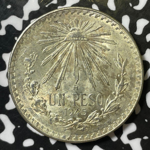 1945 Mexico 1 Peso Lot#E5014 Silver! High Grade! Beautiful!