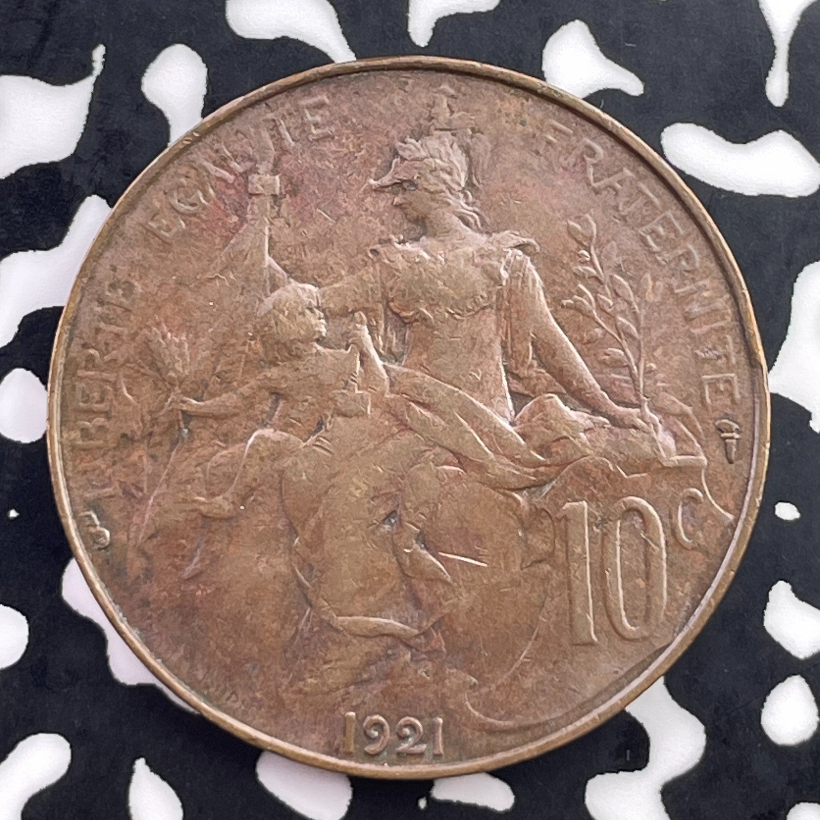 1921 France 10 Centimes Lot#C5624 Nice! Key Date! KM#843