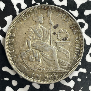 1879 Peru 1 Sol Lot#JM0118 Large Silver! Nice!