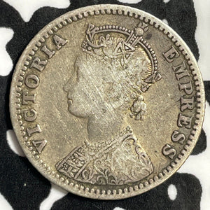 1889 India 1/4 Rupee Lot#E4397 Silver!