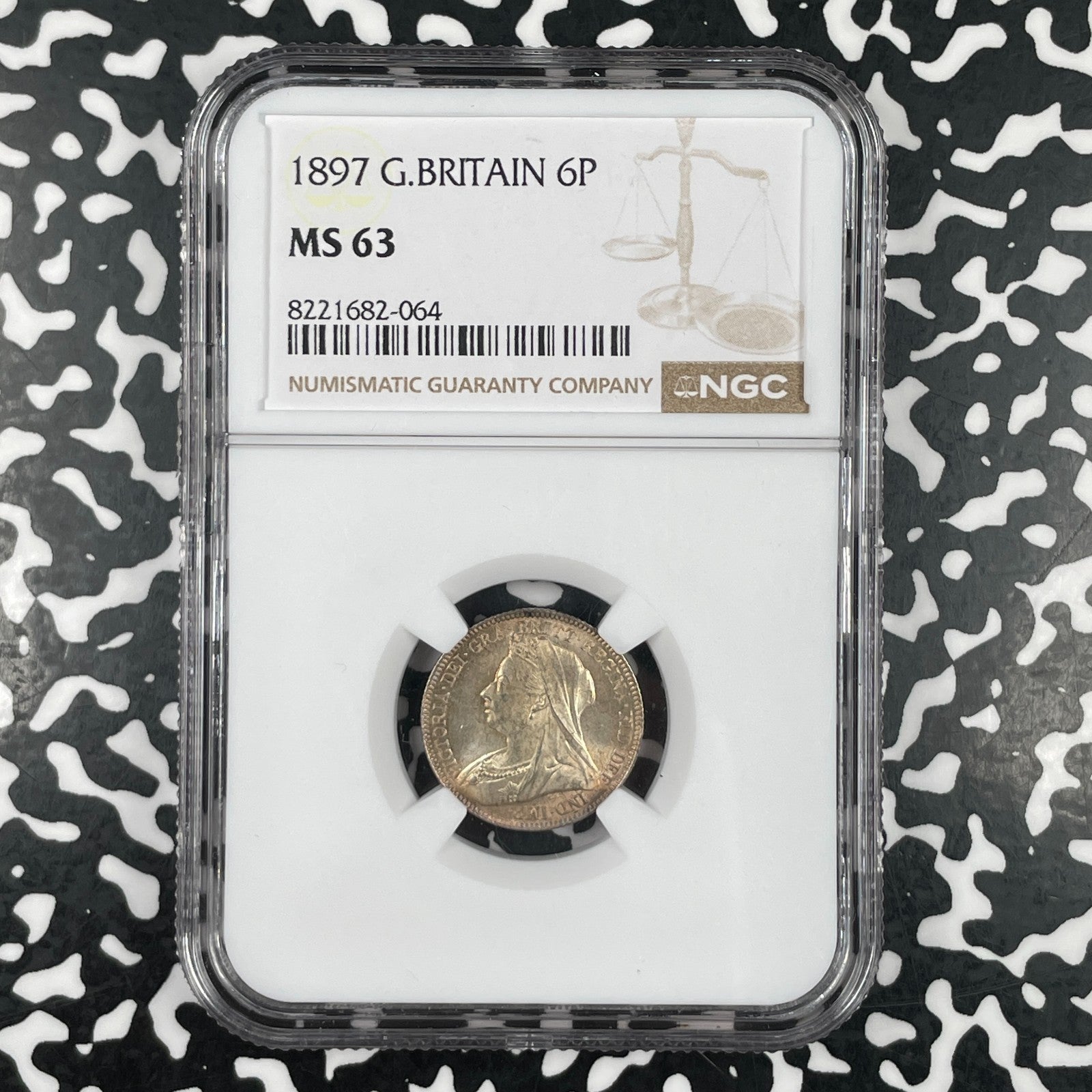 1897 Great Britain Victoria 6 Pence NGC MS63 Lot#G3453 Silver! Choice UNC!