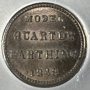 1848 G.B. Victoria Model 1/4 Farthing Token ICG MS64 Lot#G113 Choice UNC!