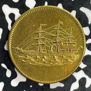 Undated Scotland Glasgow R. E. & Co. 3 Pence Token Lot#C1023 Ship, 28mm