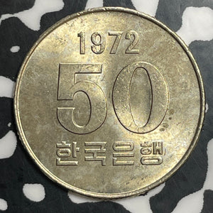 1972 Korea 50 Won Lot#T2993 High Grade! Beautiful!