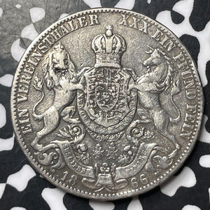 1866-B Germany Hannover 1 Thaler Lot#JM8416 Silver!