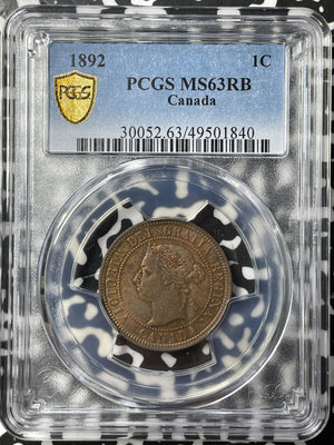 1892 Canada Large Cent PCGS MS63RB Lot#G8024 Choice UNC!