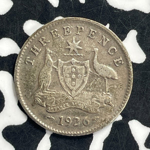 1926 Australia 3 Pence Threepence Lot#C0747 Silver!