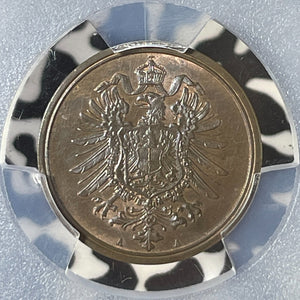 1874-A Germany 2 Pfennig PCGS MS63BN Lot#G210 Choice UNC!
