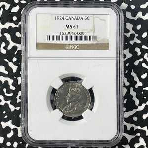 1924 Canada 5 Cents NGC MS61 Lot#G9873 Nice UNC!