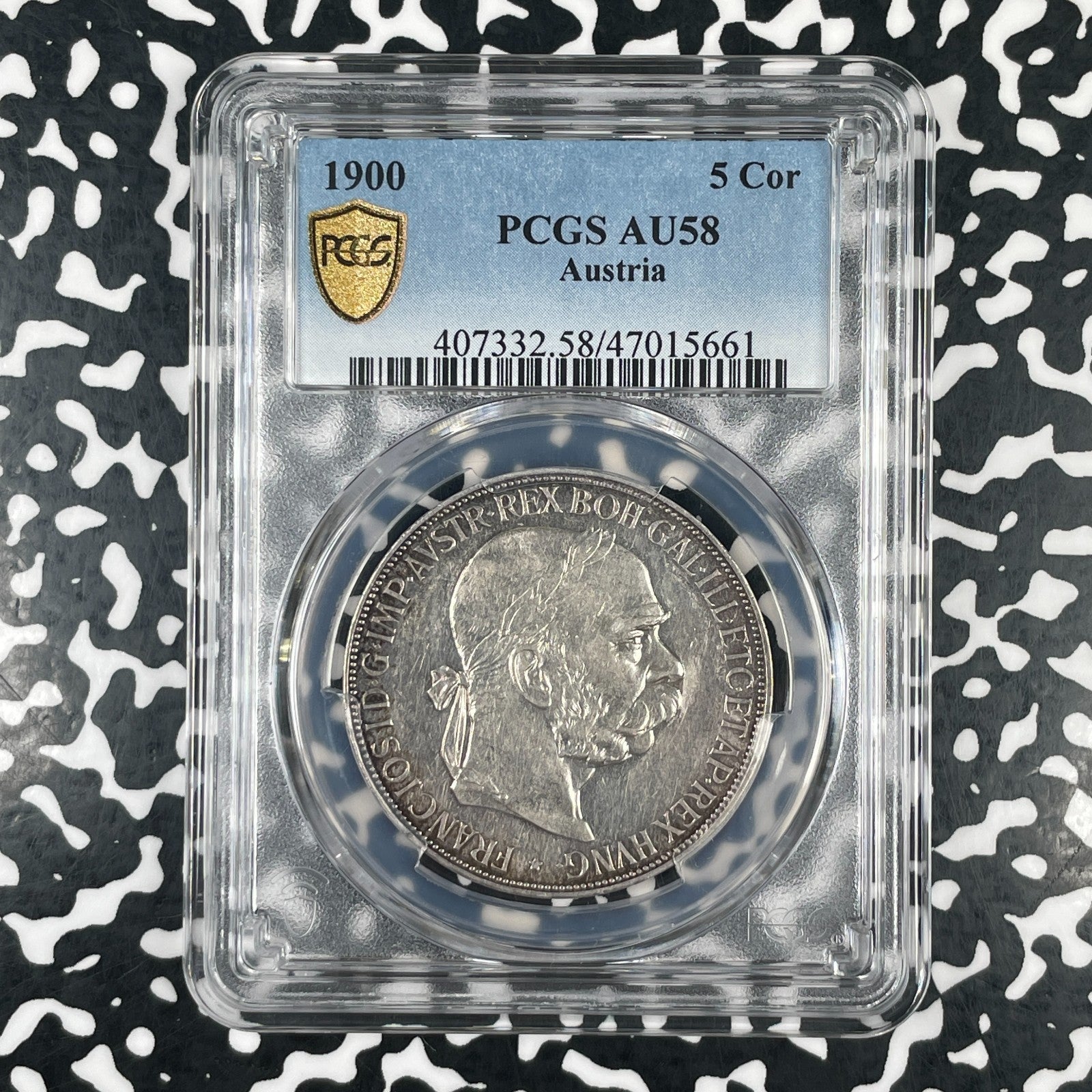 1900 Austria 5 Coronas PCGS AU58 Lot#G4187 Large Silver!