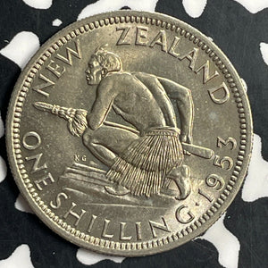 1953 New Zealand 1 Shilling Lot#T0756 High Grade! Beautiful! Key Date!