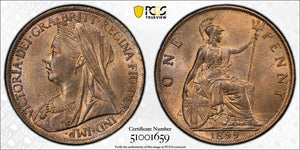 1899 Great Britain Victoria 1 Penny PCGS MS64RB Lot#G9831 Choice UNC! S-3961