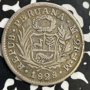 1828 Peru 2 Reales Lot#T0017 Silver!