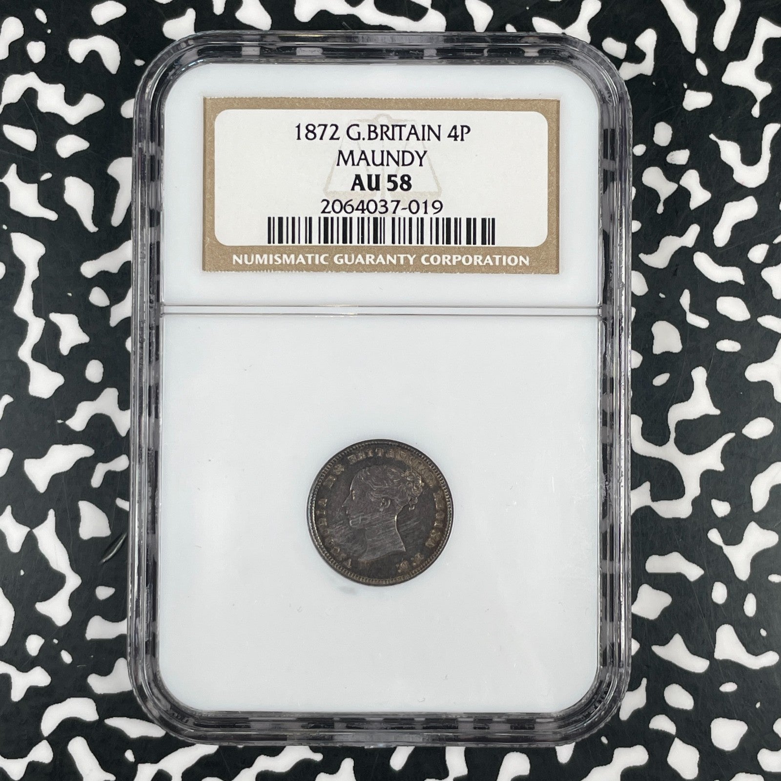 1872 Great Britain Victoria Maundy 4 Pence NGC AU58 Lot#G3395 Silver!
