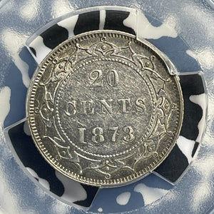1873 Newfoundland 20 Cents PCGS AU50 Lot#G970 Silver! Key Date!