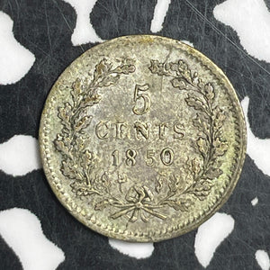 1850 Netherlands 5 Cents Lot#T6742 Silver! Nice!