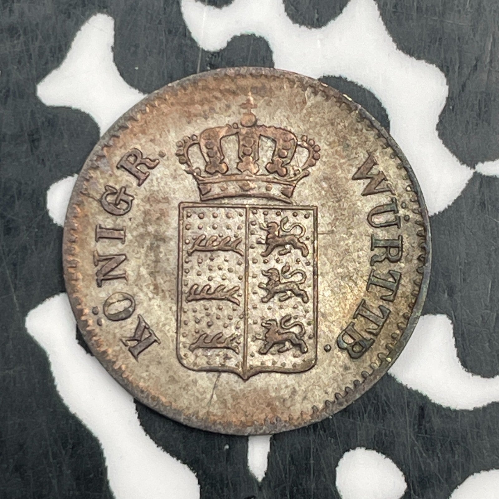 1842 Germany Wurttemberg 1 Kreuzer Lot#N0745 Silver! High Grade! KM#590