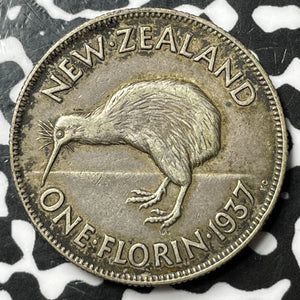 1937 New Zealand 1 Florin Lot#D7972 Silver!