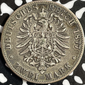 1877-C Germany Prussia 2 Mark Lot#E0271 Silver!