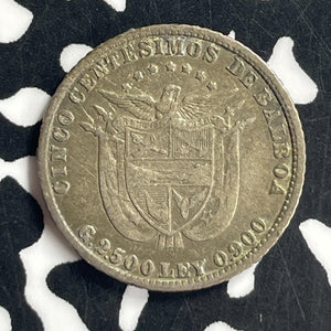 1904 Panama 5 Centesimos Lot#T6857 Silver!