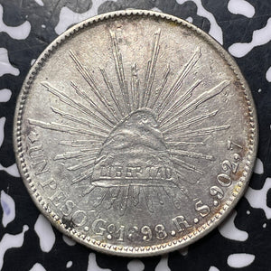 1898-Go RS Mexico 1 Peso Lot#MK234 Large Silver!