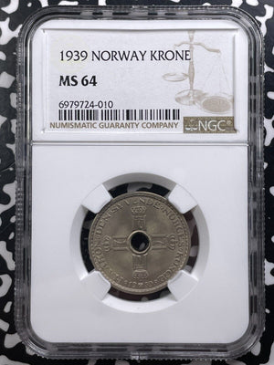 1939 Norway 1 Krone NGC MS64 Lot#G9130 Choice UNC!