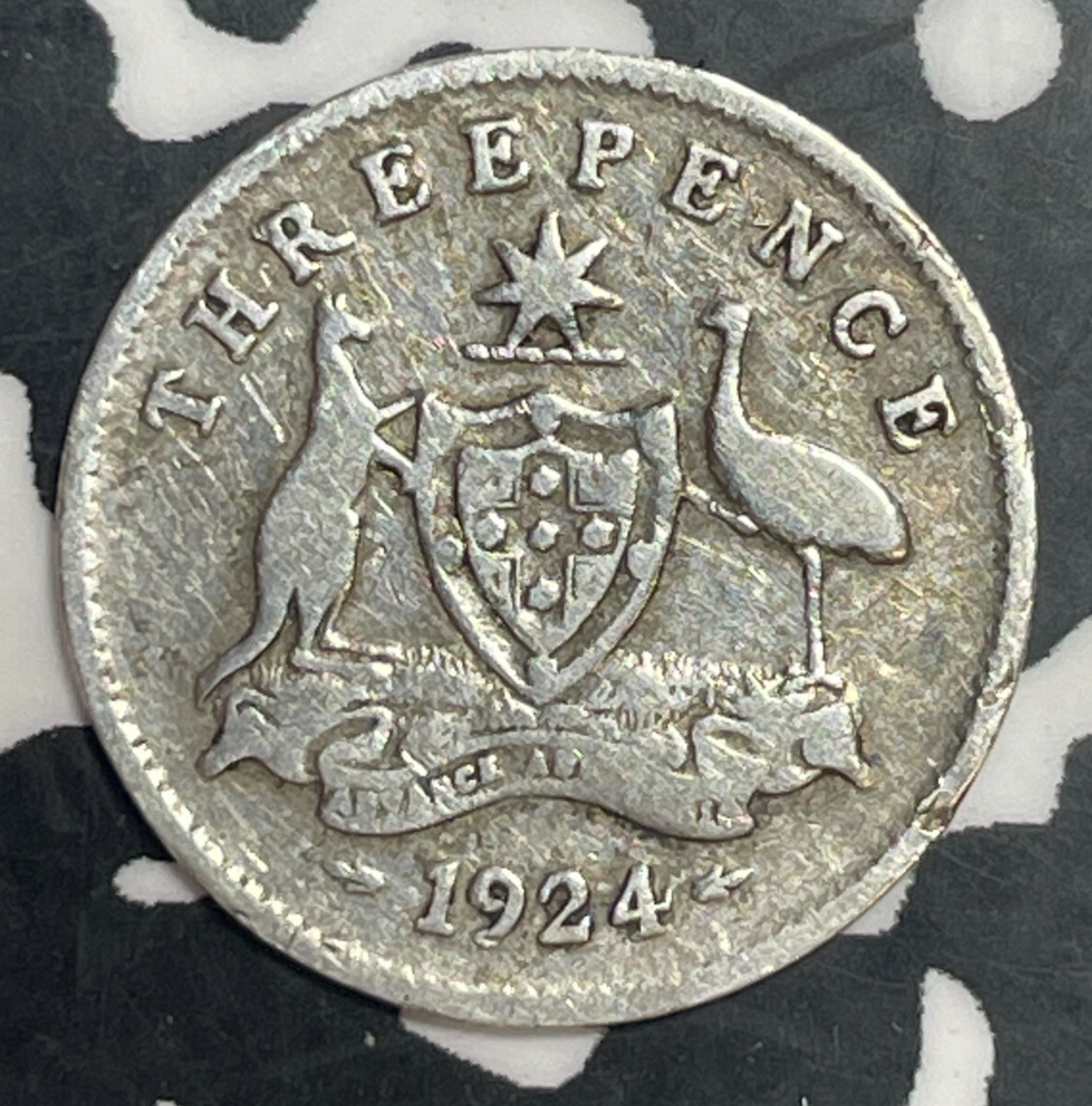 1924 Australia 3 Pence Threepence Lot#T4036 Silver!