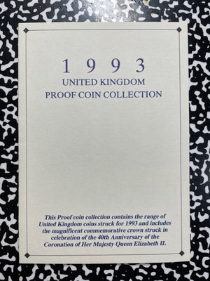 1993 Great Britain 8x Coin Proof Set Lot#B2672 With Case & C.O.A.