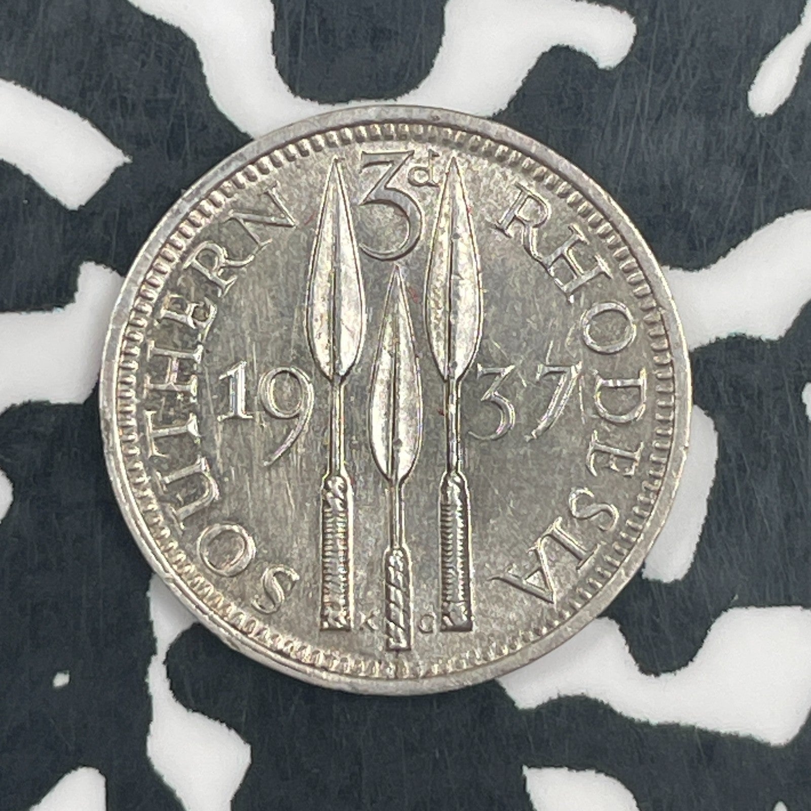1937 Southern Rhodesia 3 Pence Threepence Lot#F7855 Silver! Nice!