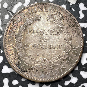 1908-A French Indo-China 1 Piastre Lot#JM7314 Large Silver Coin!